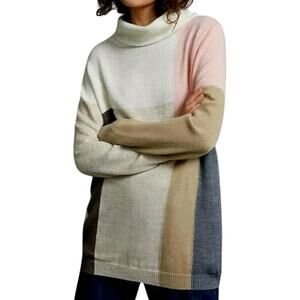 Anthropologie Aldomartins Viviana Wool Blend Colorblock Turtleneck Tunic Sweater